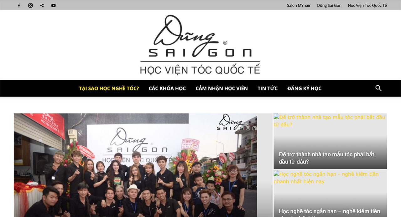 Website Học Viện Tóc Quốc Tế Dũng Sài Gòn