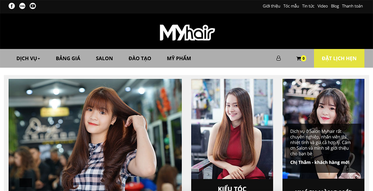 Website salon & mỹ phẩm myhair.com.vn